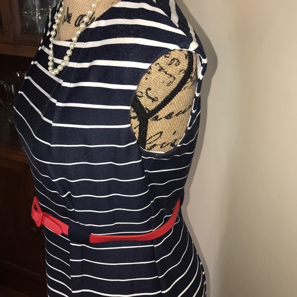 Navy and white stretch dress. - Picture 3 of 5